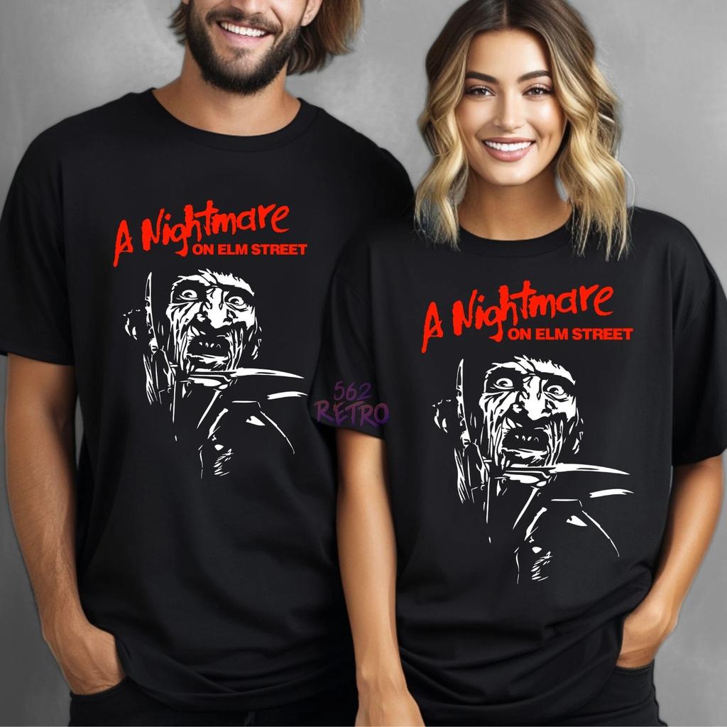 A Nightmare on Elm Street Horror Movie T-Shirt Black Men's and women's same pure cotton streetwear oversized t shirt