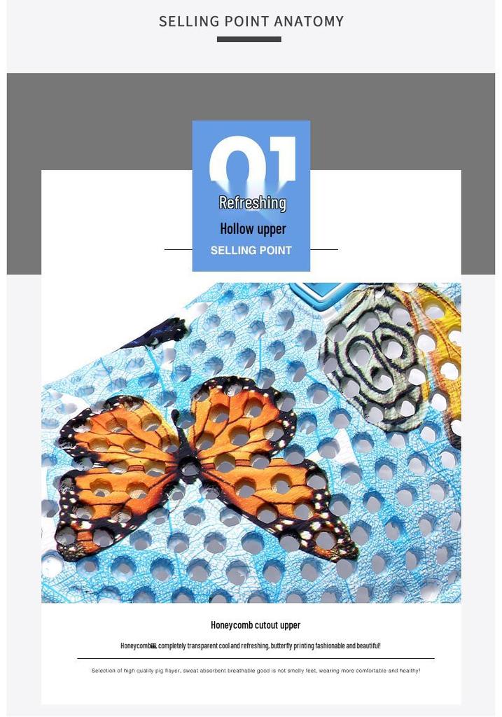 Sommer 2025 Damen Atmungsaktive Sandalen mit Schmetterlingsdruck und geschlossenem Zehen: Geruchshemmend, Dicke Sohle, Bequeme Freizeitschuhe