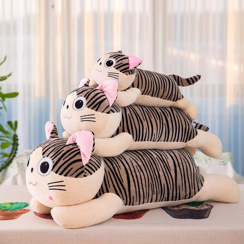 Adorable Grey Cat Plush Pillow Toy For Girls, Pp Cotton Filling, Short Plush Fabric, 25cm-55cm