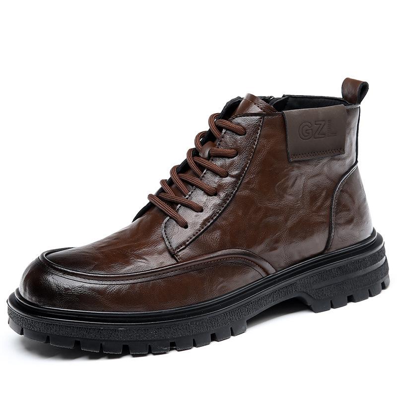 Herrenschuhe Mid-Top Martin Boots Herren Workwear Britischer Stil 2025 Neue Vielseitige Samt High-Top Lederschuhe Trendige Kurze Stiefel