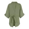 Damenmode Farbe 3/4 Ärmel Lässig Revers Spitze Rückseite Hemd Top