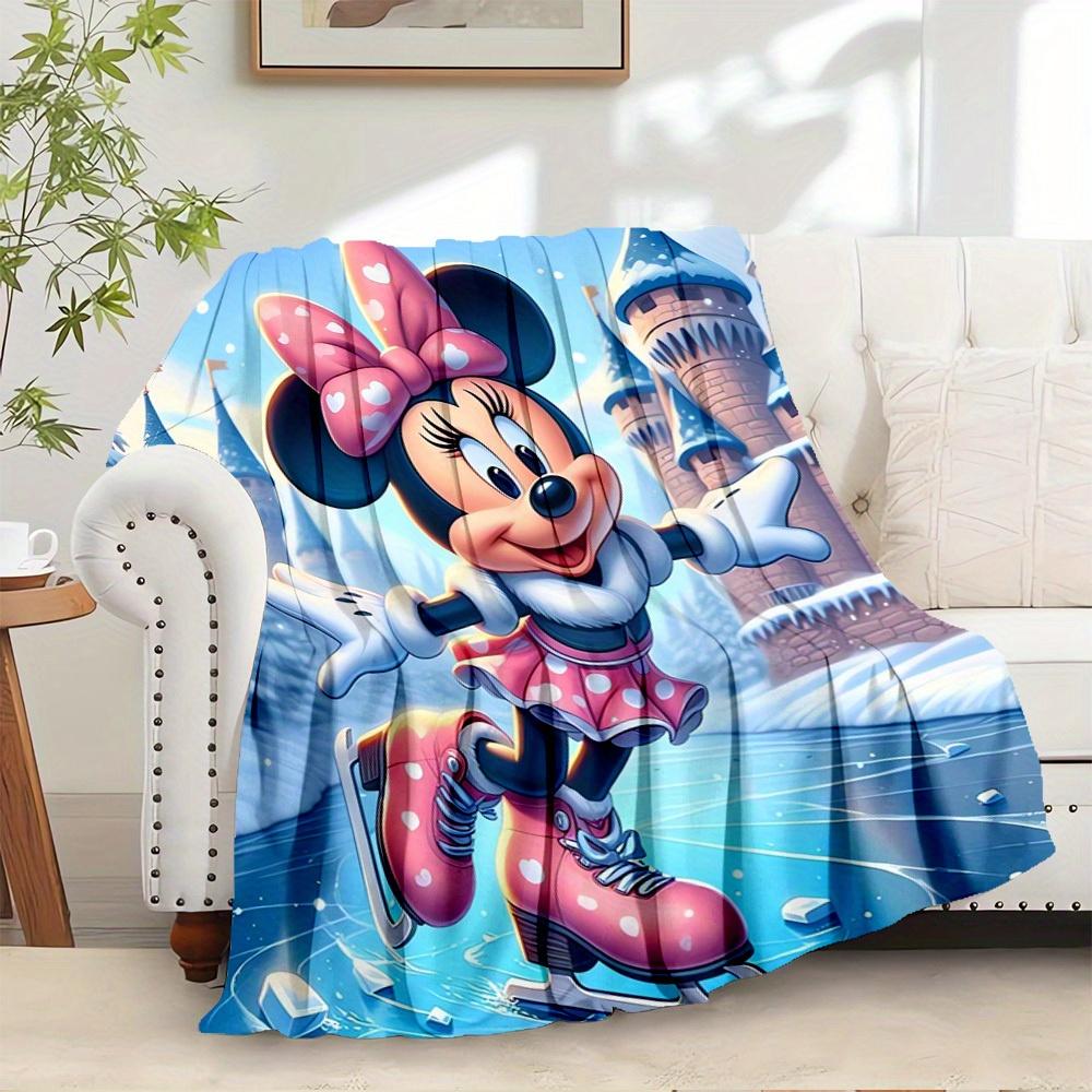 1pc Flannel Minnie Mouse Pink Polka Dot Bedding Throw Blanket Sofa Cover Gift Home Decoration Winter 75x90cm