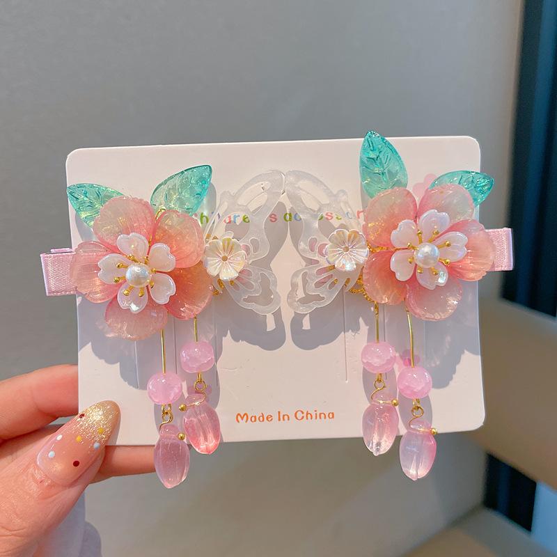 Chinese Style Hanfu Hairpin Set for Girls - Includes Hair Clips, Swaying Tassels, and Butterfly Accessories
