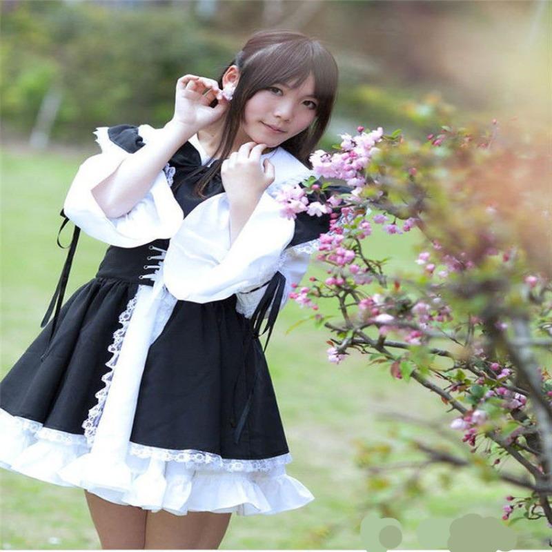 Black and white maid costume cosplay cute animation costume other world restaurant cafe overalls maid costume