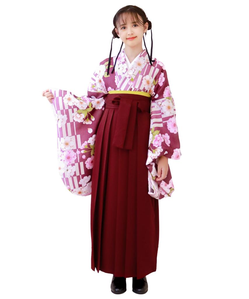 Hakama Set for Graduation Elementary School Elementary School Graduation Hakama Gorgeous Junior Gorgeous Red Cherry Hakama String Size [KYOETSU]