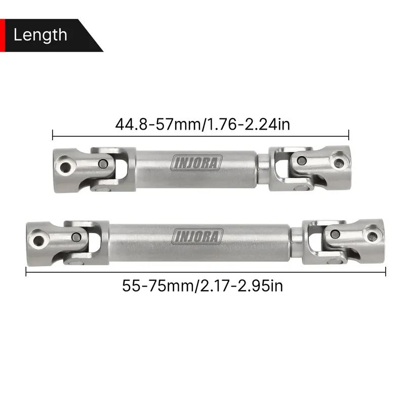 INJORA Stainless Steel Center Drive Shaft D-Shaped Hole For 1/24 RC Crawler Axial SCX24 Jeep JLU C10 Bronco Base Camp 4Runner