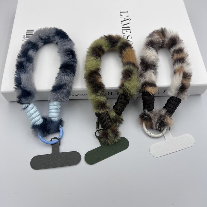 Plush Phone Lanyard Short Multi-Colored Wrist Rope Creative Keychain To Prevent Rope Loss Phone Case Lanyard