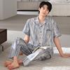 Pajamas Men's Summer Cotton Short Sleeve Trousers Men's Thin Summer Large Size Half Sleeve Men's Summer Loungewear Set