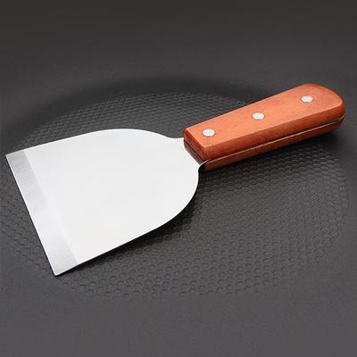 Stainless Steel Grill Spatula Anti-scald Wooden Handle Barbecue Shovel Pancake Turner  Cake