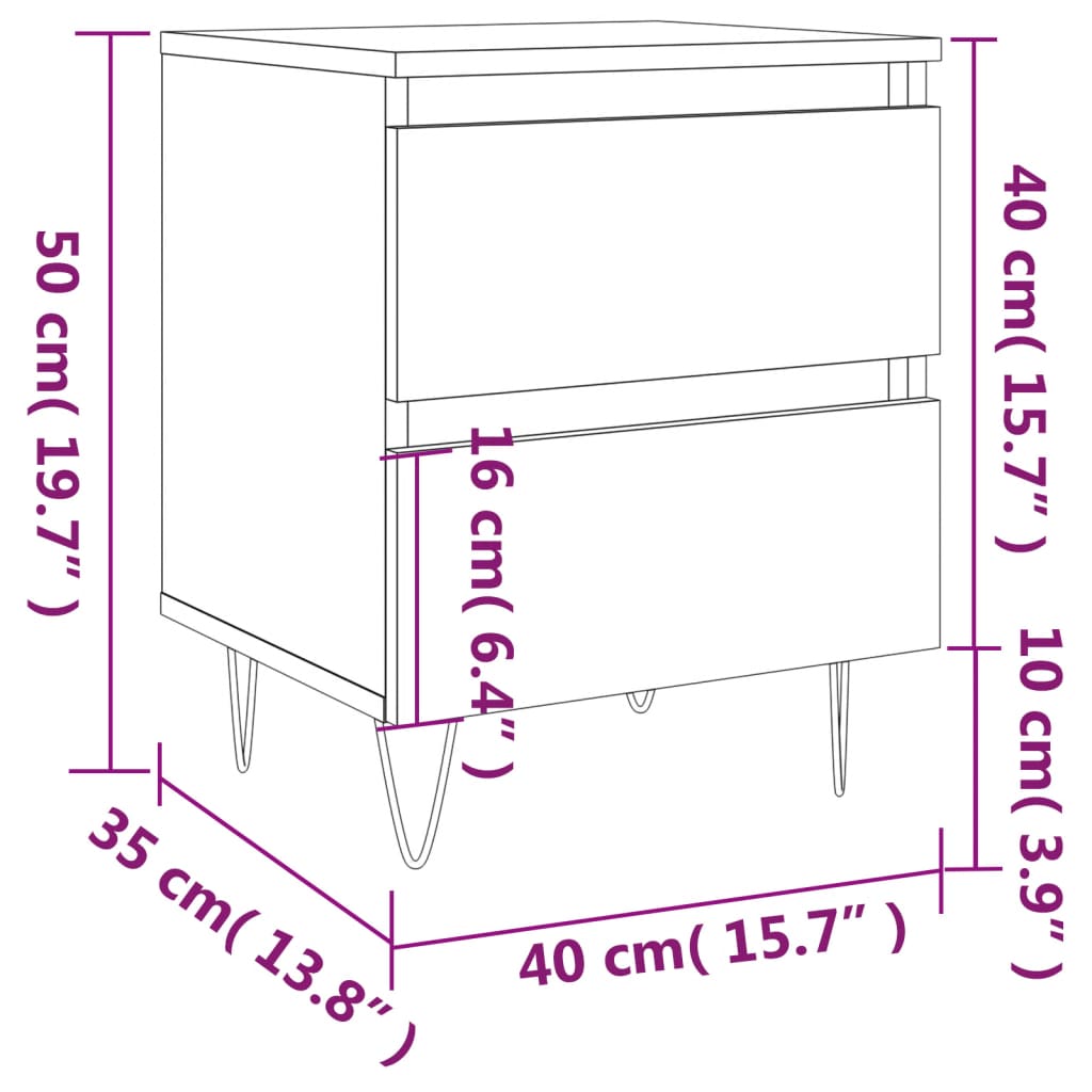Nightstand Concrete Grey 40 x 35 x 50 cm Particleboard