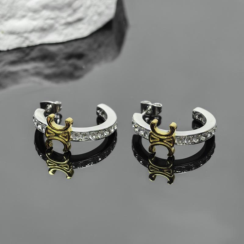 

2025 Arc de Triomphe Moissanite C-Shape Earrings: Elegant & Shiny Half-Hoop Design for Women