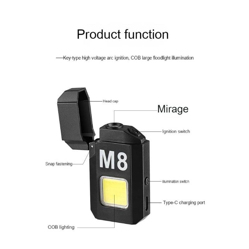COB Work Light with Battery Electric Lighter 4 Mode Rechargeable High Lumens Portable LED Light for Camping Hiking Running Lamp