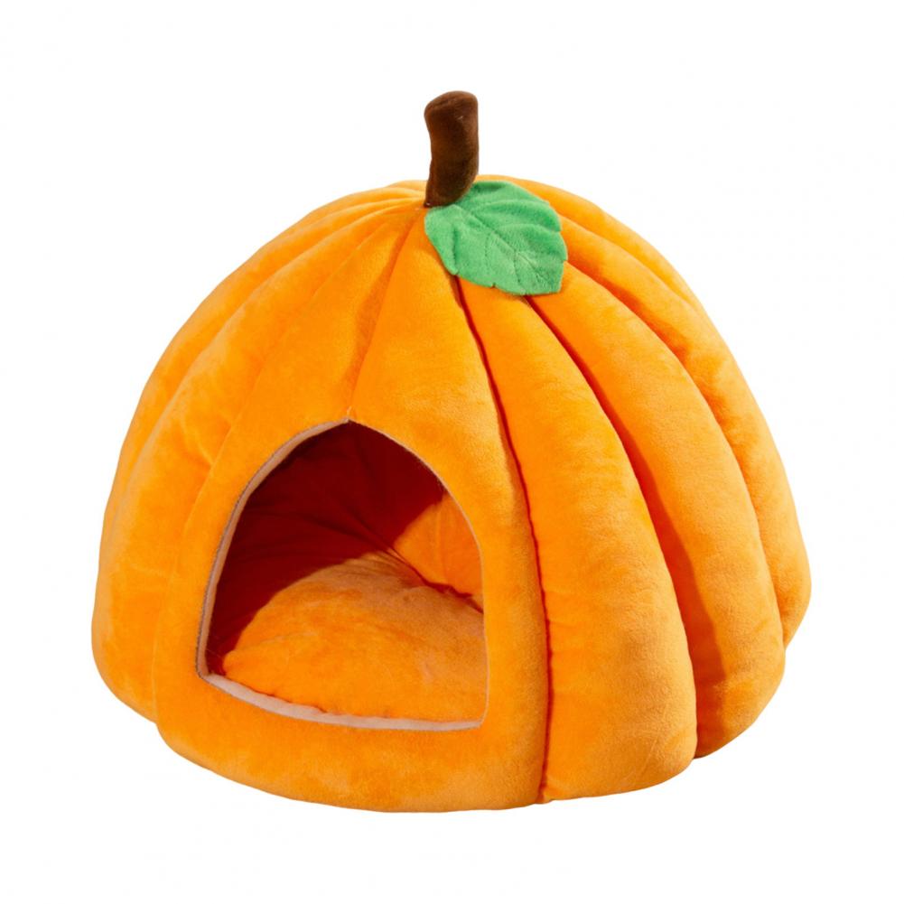 

Semi-Enclosed Pet Bed Pumpkin Shape Cats House Comfort Stable Anti-Slip Pumpkin Pet Tent Cat House for Small Medium Dogs M помаранчевий