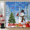 Christmas Gift Theme Shower Curtains Snowman Christmas Tree Mascot Ball Happy New Year Washable Home Bath Curtain Bathroom Decor