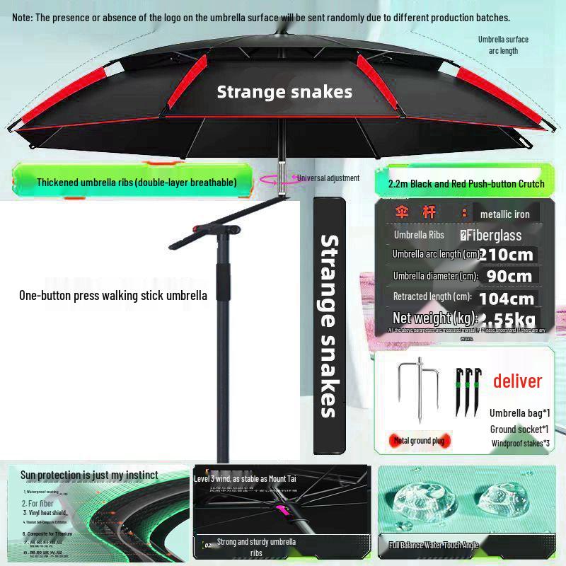 2025 Stainless Steel Large Fishing Umbrella: Thickened Double Layer Sun Protection