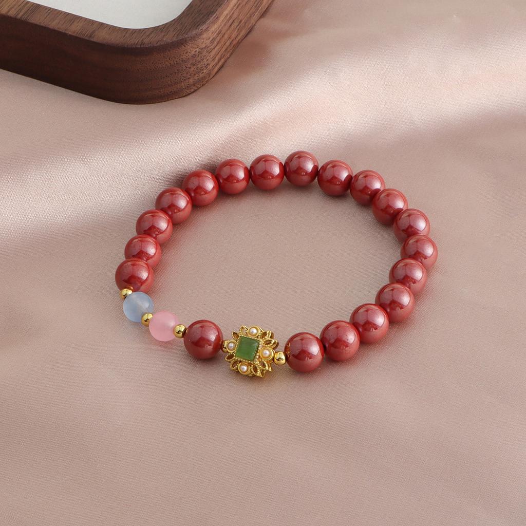 Raw Ore Emperor Sand Single Ring Bracelet Fugui Bamboo Transfer Beads Freshwater Pearl Bracelet Purple Gold Sand Natal Year