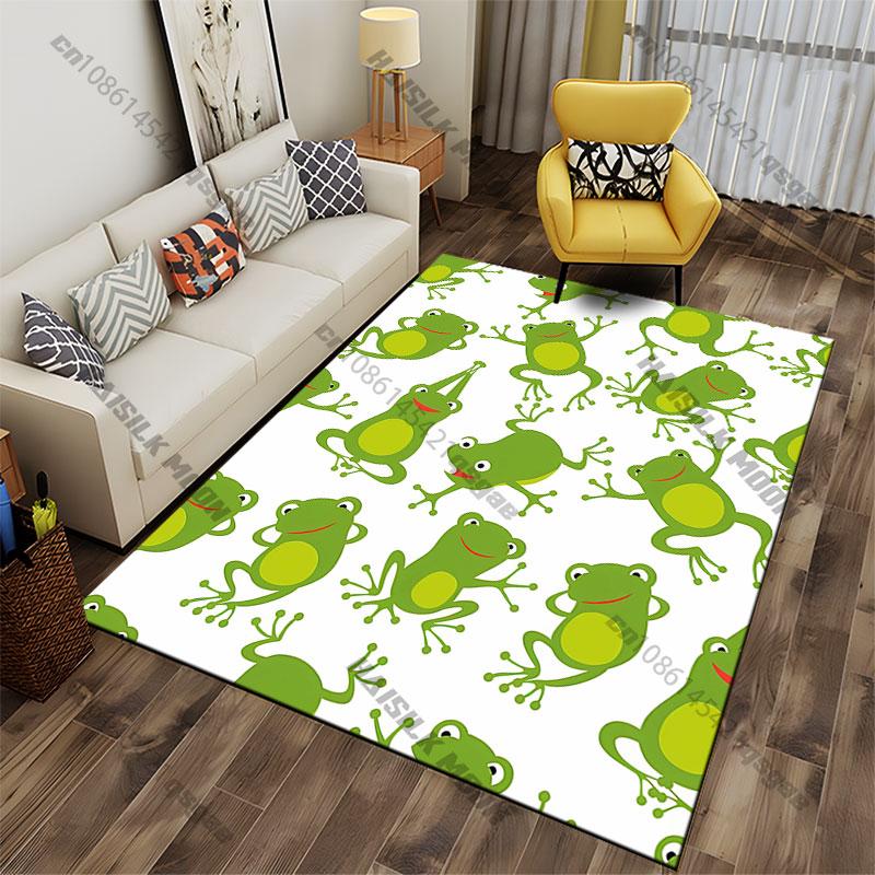 Happy Playful Frogs Pattern Carpet Yoga Living Room Room Decor Children's Crawling Mat Doormat Area Rug Games Mat