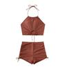 Costume da Bagno Due Pezzi Set Femminile Bikini con Scollo a Nodo Alta Qualità