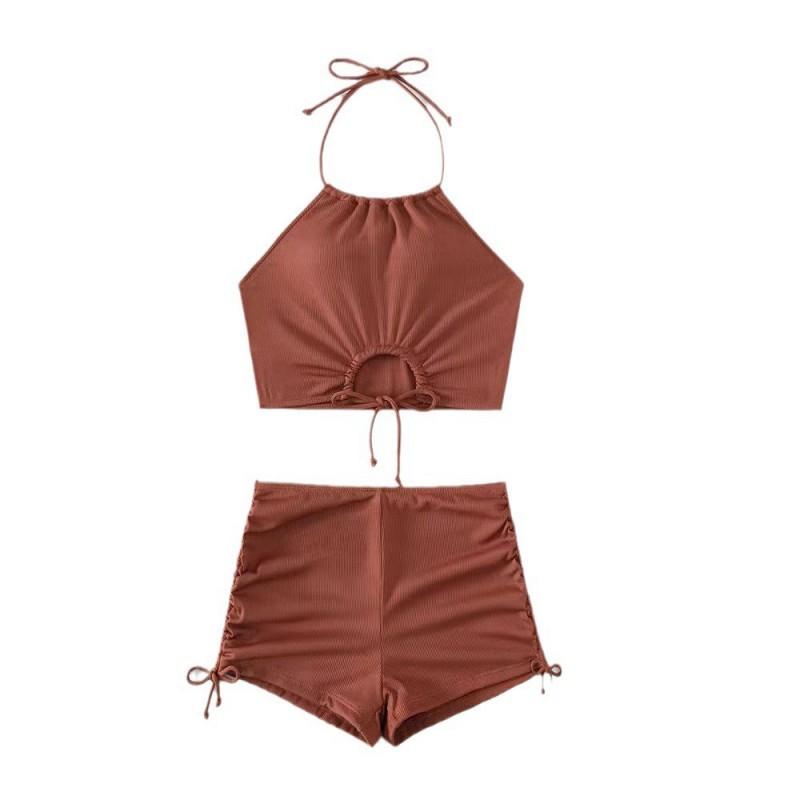 Costume da Bagno Due Pezzi Set Femminile Bikini con Scollo a Nodo Alta Qualità