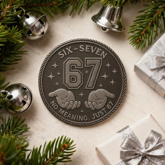 6-7 Meme Coin Funny Six Seven Collectible Coin Double Side Challenge Coin with Star And Hand Design No Meaning Just 67 Novelty Coin for Adult Teen