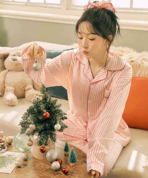 [Dossy] Silk-Fit Lovesome Long-Sleeve Couple Pajamas Set [Shipped from Korea] 100% Authentic