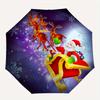 Santa Claus Christmas Sleigh Reindeer Decorative StickerUmbrella, Portable 3-Fold Compact Umbrella,Christmas Gift ES413