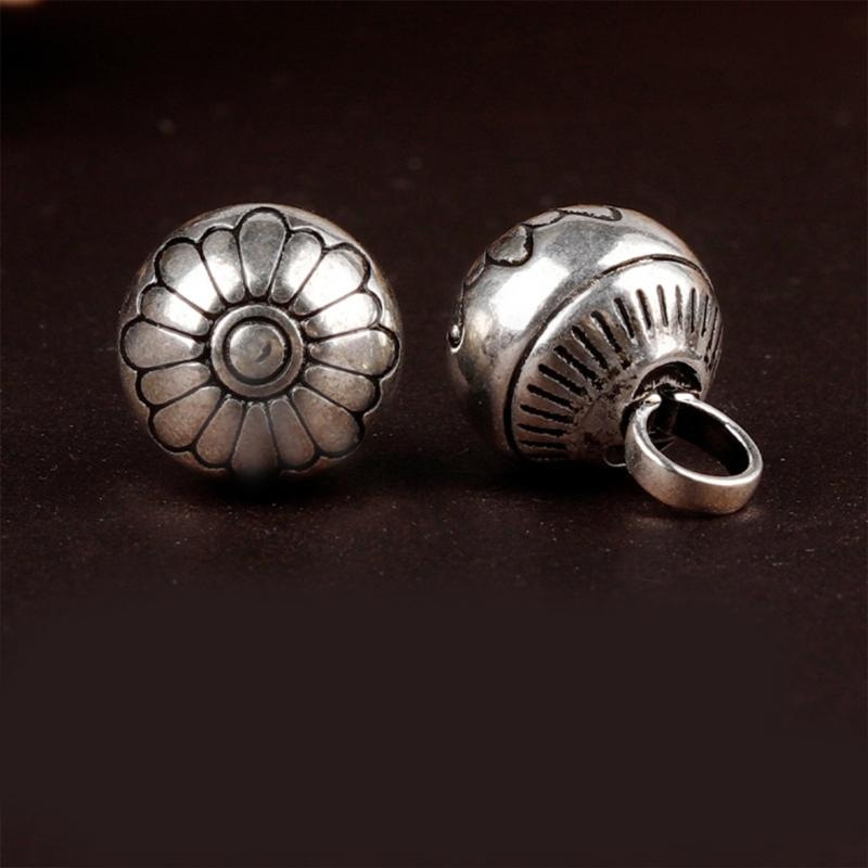 Elegant Silvering Knot Button Bead for Traditional Cheongsam and Shirt Vintage Metal Carved Bead Button for Han Costume