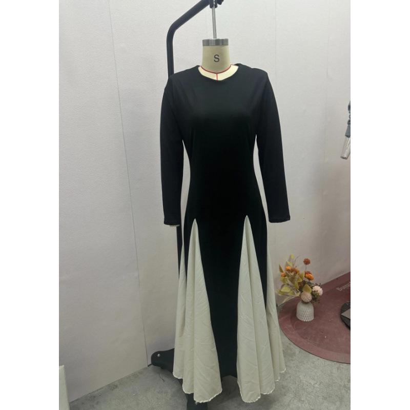 

Женское платье 2024 года в европейском и американском стиле, облегающее, с цветными блоками и лоскутной отделкой M чёрный