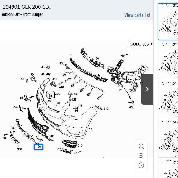 Front Lower Center Grille Trim for Mercedes-Benz W204 GLK260