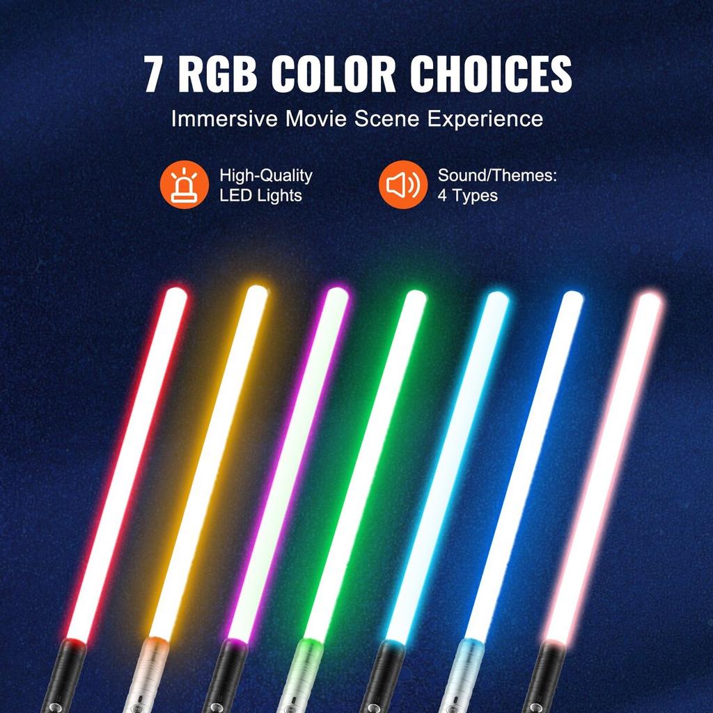 Light Sword, 2 Pack Light Up Sword with 7 RGB Colors, 4 Sound Modes and Realistic Handle, Rechargeable Sword Toy for Adults and Kids, Christmas Day,