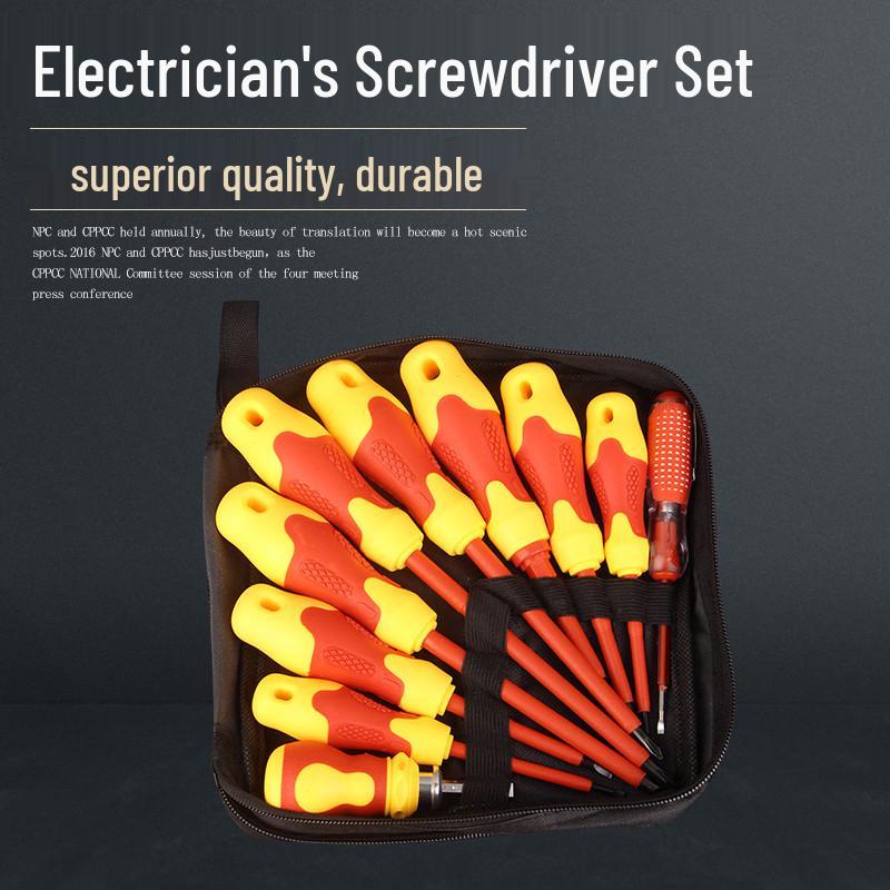 10-Piece Insulated Electrician s Screwdriver Set: Multi-functional Slotted & Phillips for Household Use 10-Piece Household Electrician Kit*2025