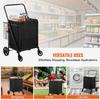 Folding Shopping Cart with Removable Waterproof Liner, 330LBS Large Capacity Jumbo Grocery Cart with Dual Basket, 360° Swivel Wheels, Dense Metal Mesh