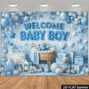 Roztomilý modrý 2D backdrop pro miminko na focení novorozence nebo baby shower