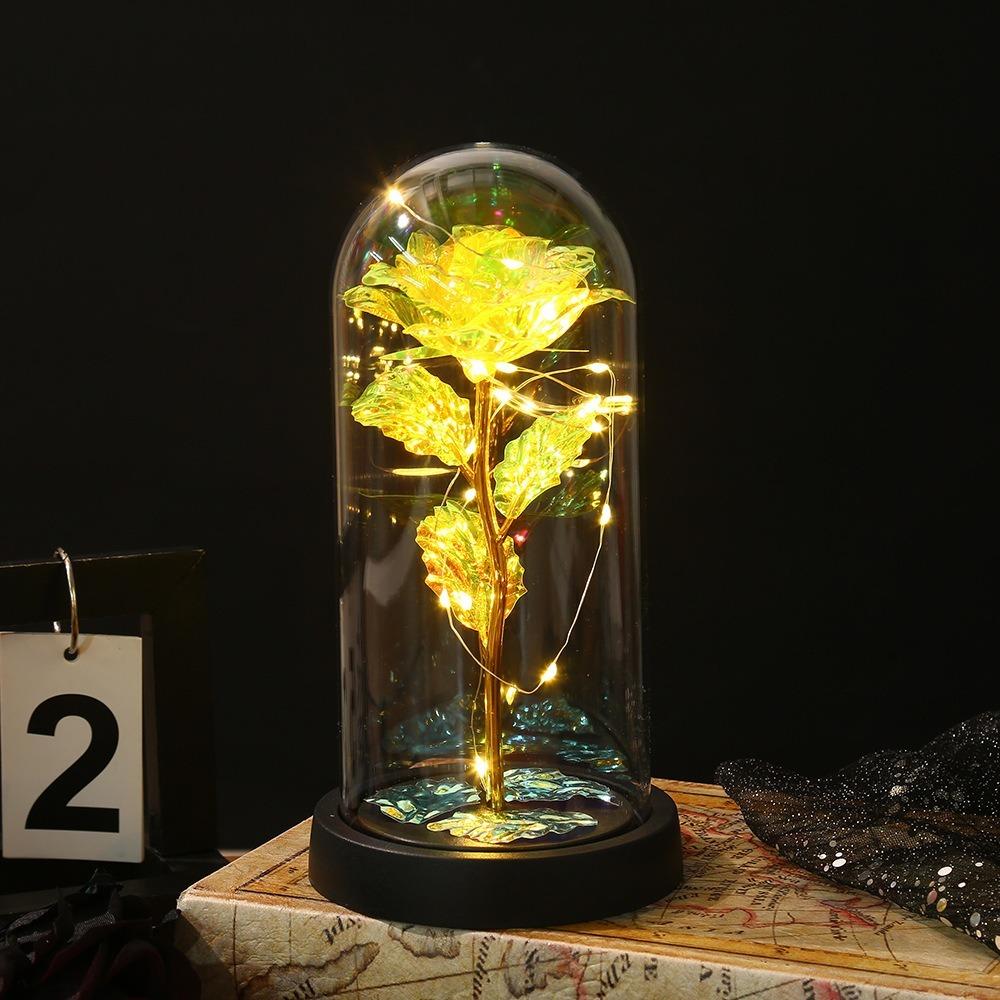 Creative Romantic Artificial Rose Light Realistic Luminous Eternal Rose Lamp Decorative LED Flower Light Valentine's Day