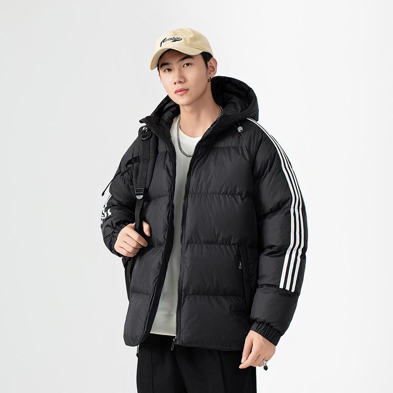 Graphene Black Gold Striped Unisex Hooded Cotton-Padded Jacket for Autumn/Winter