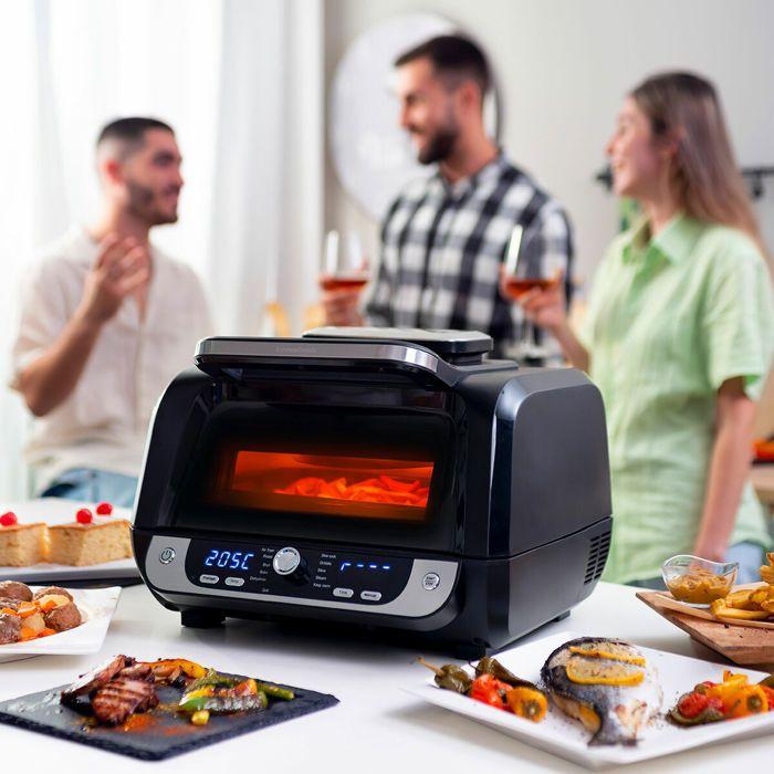 Air Fryer with Grill, Accessories and Recipe Book InnovaGoods Air Fryer Fryinn 12-in-1 6000 Black Steel 6 L 3400 W