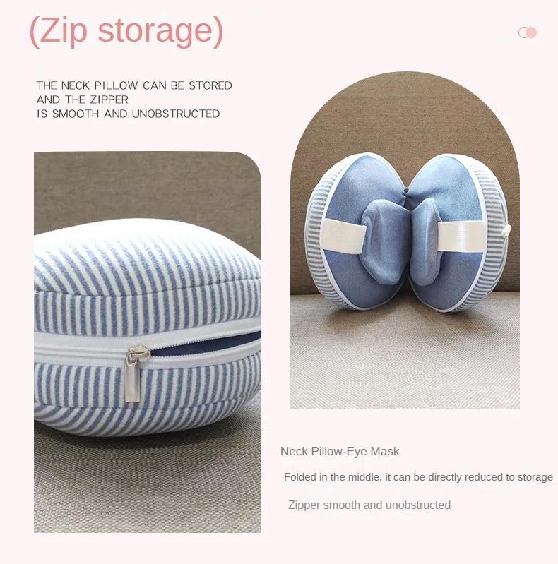 PP cotton U-shaped multifunctional pillow blackout sleep eye mask neck pillow 1-in-1 sleeping nap pillow airplane travel pillow
