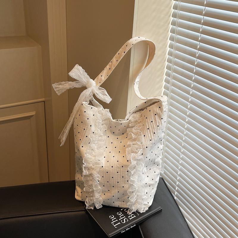 Sweet Bag Women's New Summer Foreign Style Polka Dot Tote Bag Large Capacity Versatile Shoulder Bag