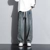 Jeans American Street Retro Elastic Waist Denim Men's Loose Straight Wide-leg Trousers