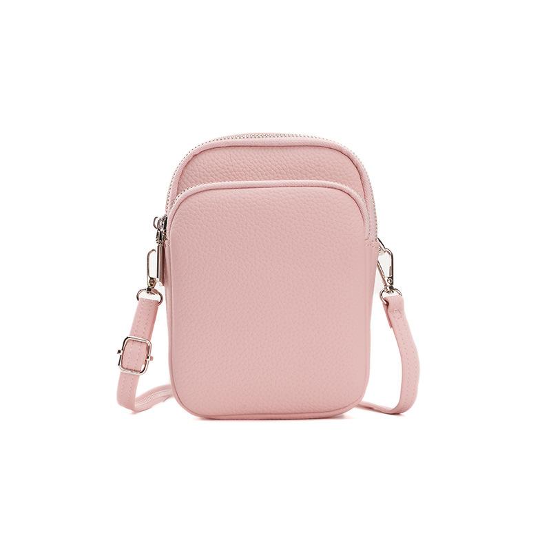 Vysokokvalitná taška na mobilný telefón, Jednoramenná crossbody taška s dvoma zipsami, Malá okrúhla taška