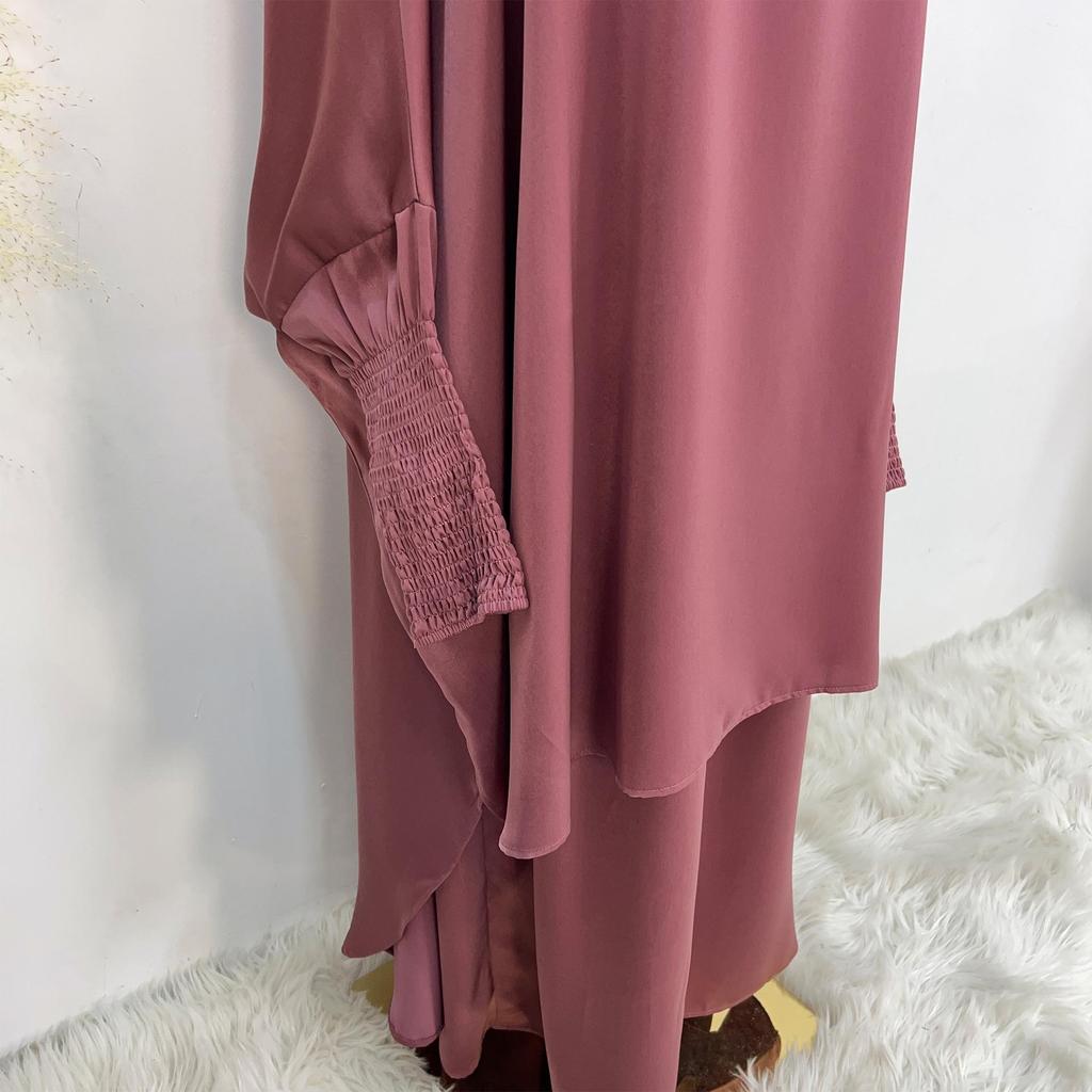 Loriya 2023 Solid Color Streetwear Swing Robe Dress Set - LR618