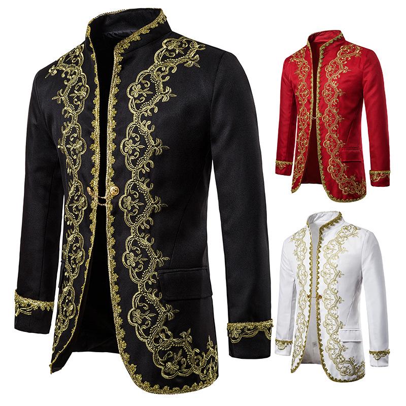 Peito moda festa ouro glitter masculino europeu ouro incrustado presente vestido ópera palco terno respirável