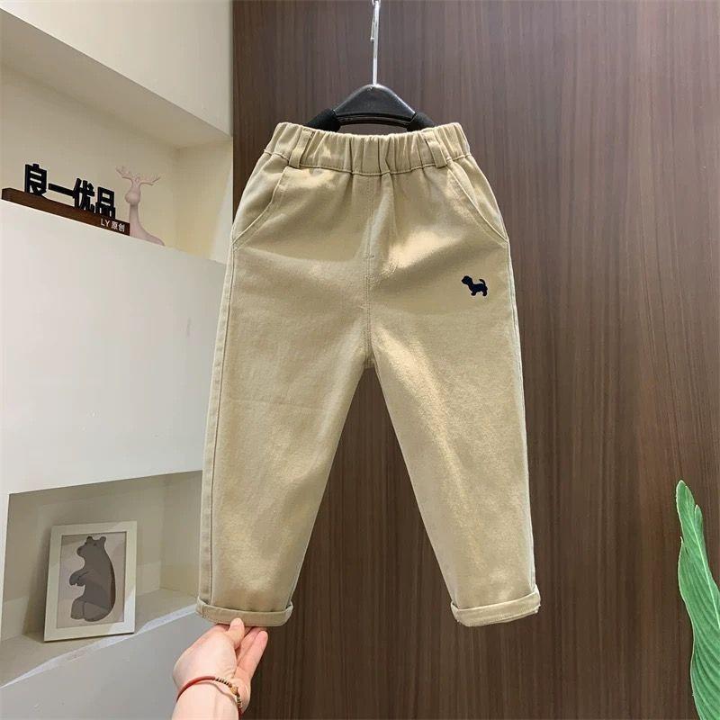 Pantaloni Lunghi Casual Eleganti da Ragazzo in Puro Cotone Lavato per Primavera e Autunno