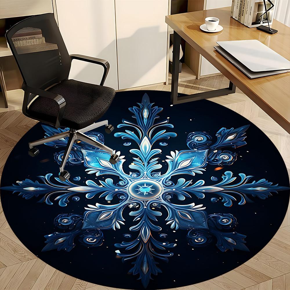 1PC Winter Fantasy Office Round Area Rug, Mat Suitable For Office, Under Office Chairs Bedroom Living Room Home Decor, Room Deco