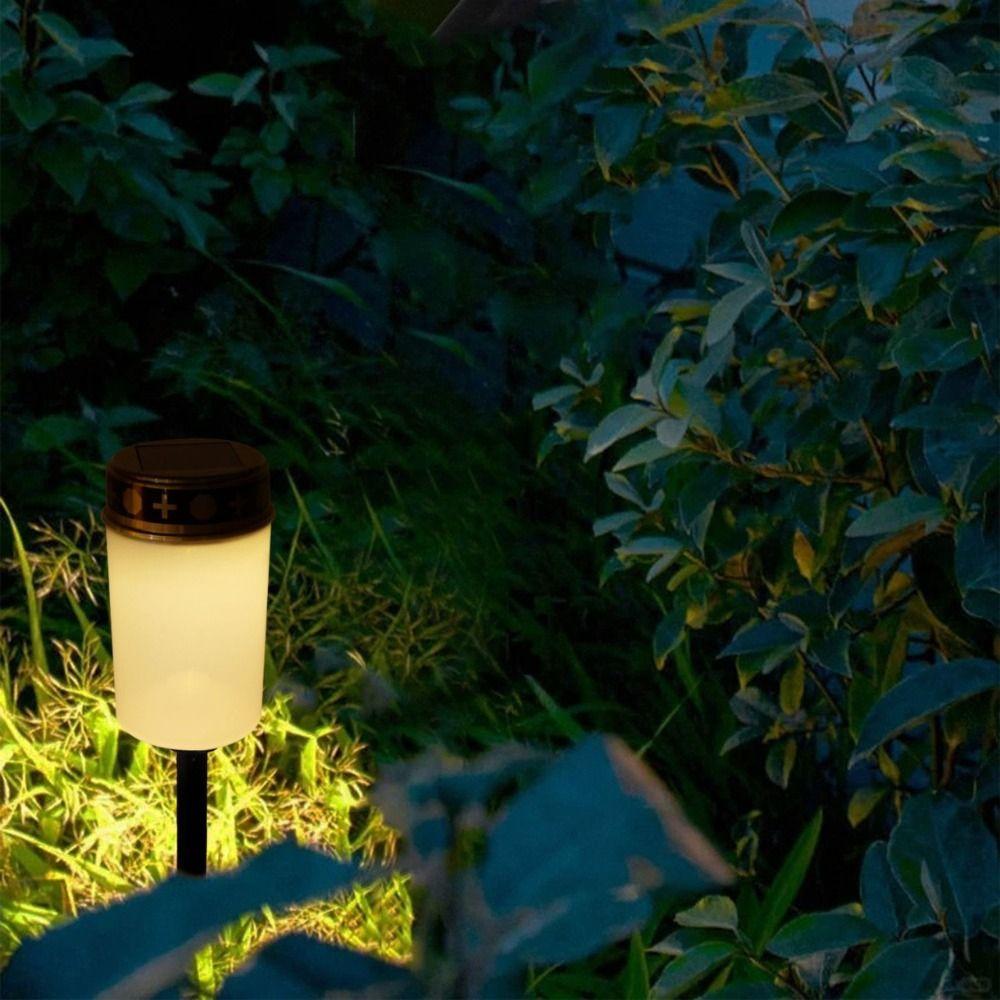 Flameless Solar Cemetery Candle Light Waterproof Electronic Candle Light Grave Memorial Tribute