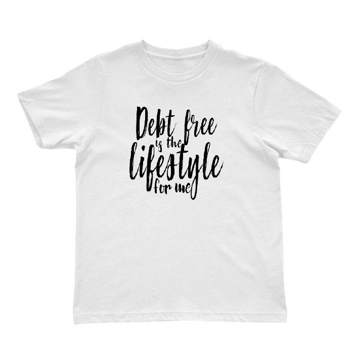 

Debt Free The Lifestyle For Me Shirt, Fashion Girl Graphic Tee, Glam Girls Shirt M