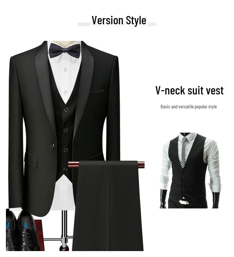 Men's Slim Fit One-Button Three-Piece Wedding Tuxedo Suit