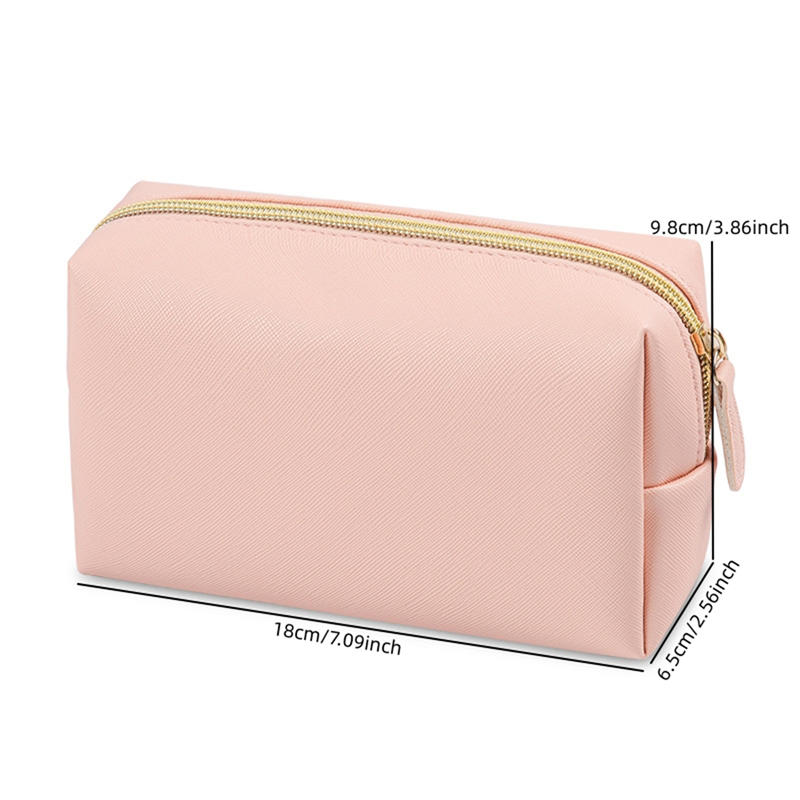 Portable Travel Zipper Cosmetic Pouch Water Resistant PU Leather Makeup Toiletry Organizer Bags for Women