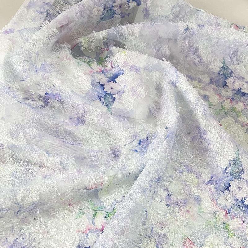 Digital Printing Chiffon Fabric Floral Watercolor for DIY Sewing Cheongsam Retro Dress Material Jacquard Design for Women 2025