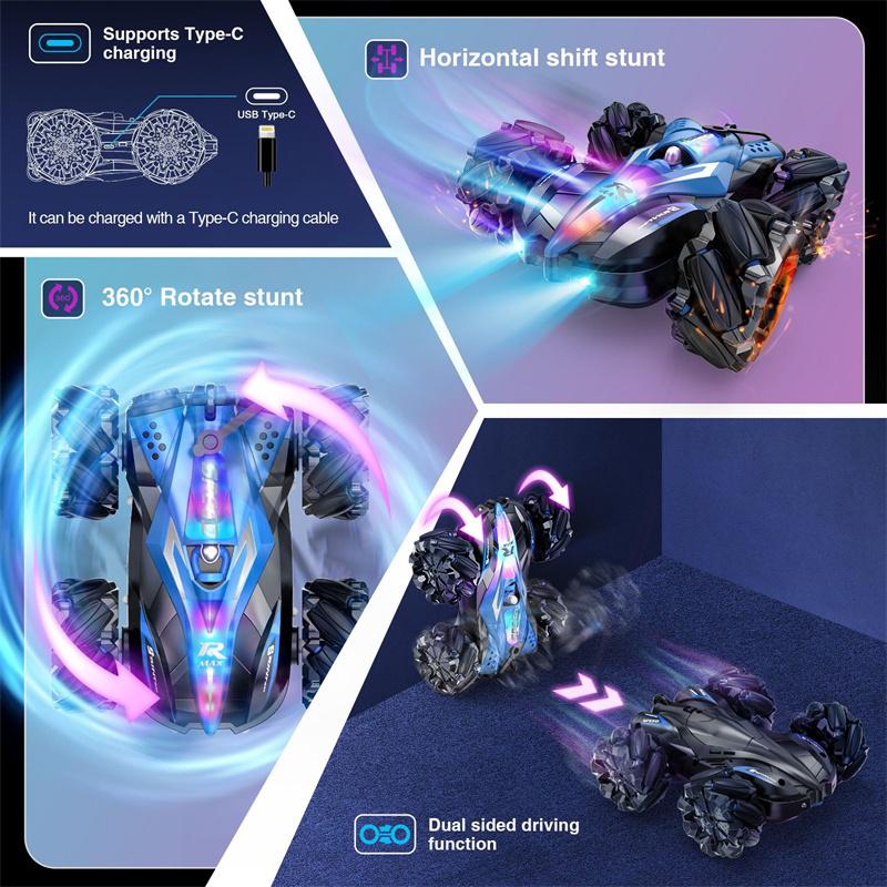 Gesture-Control F1 Spray-Drift Racer, 2.4Ghz Remote Control Stunt Car, Music-Synced Led Stunt Car Toy For Kids